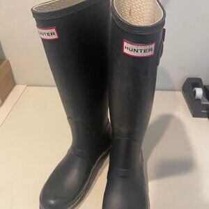 HUNTER BOOT LTD ORIGINAL TALL RAIN BOOTS *WELLIES* MATTE BLACK Size US 6M Preown